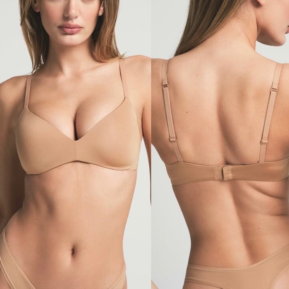 SKIMS Wireless Form Push Up Plunge Bra In Ochre Size 36D New